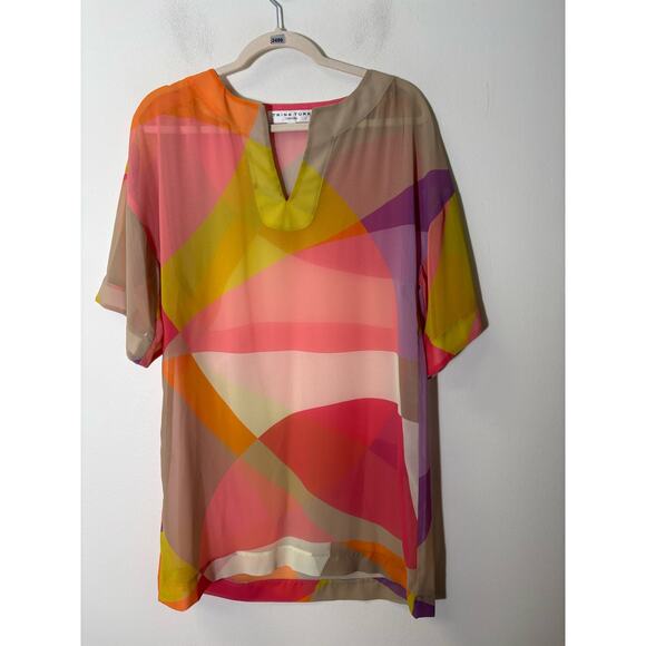 Trina Turk Multi Color Sheer Dress Sz 0 - Picture 1 of 2